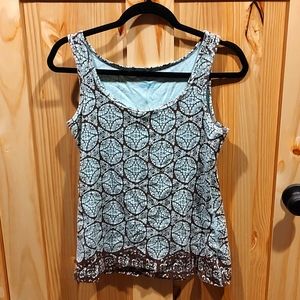 Light blue and brown tank top
